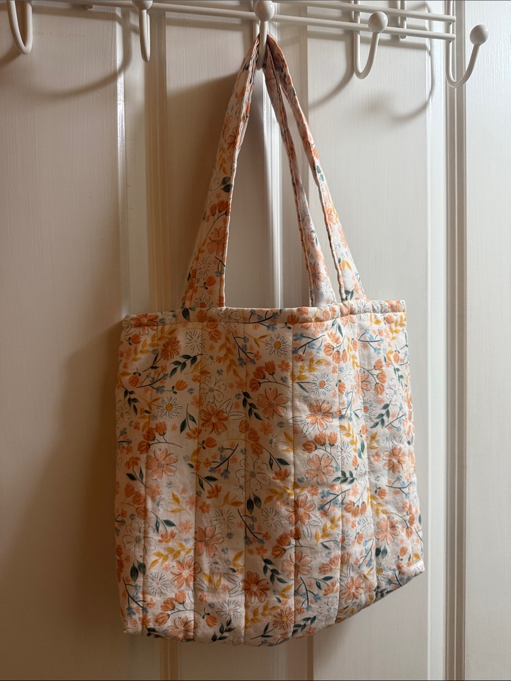Reversible Floral Quilted Tote Bag